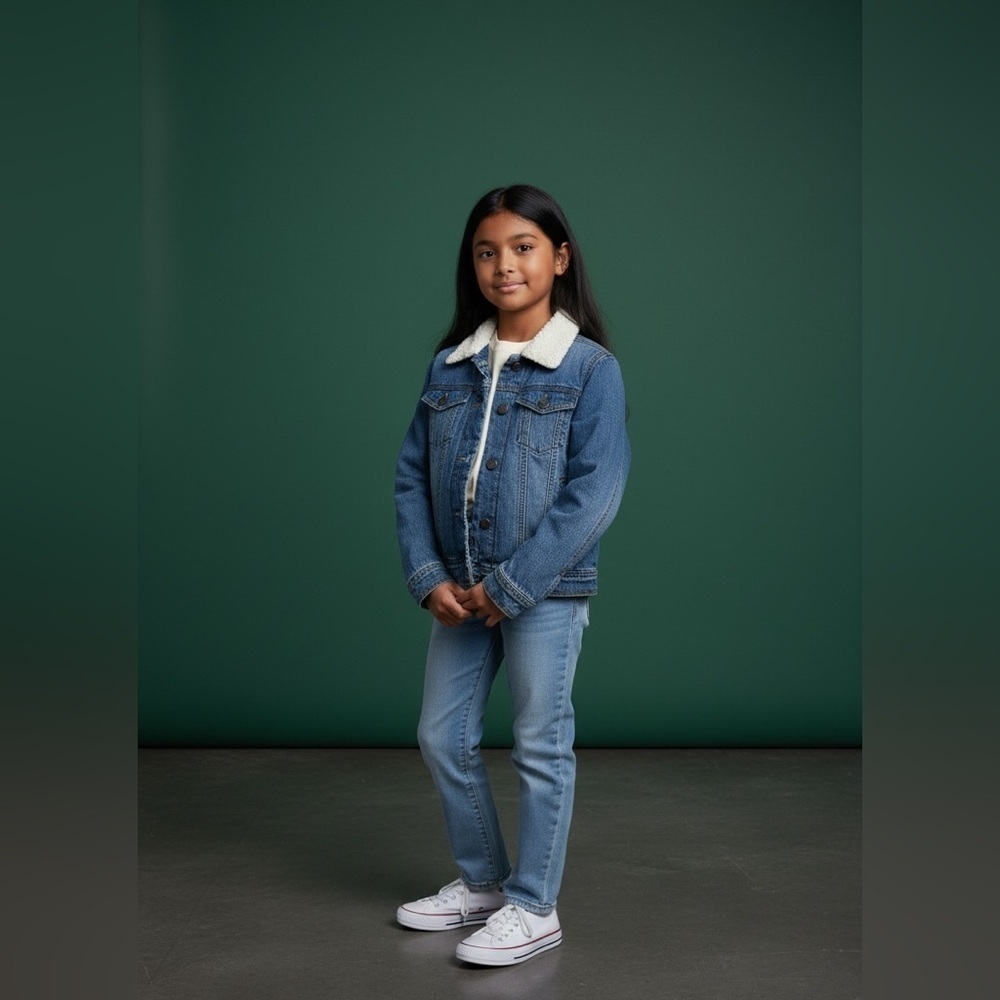 Old Navy Blue Jean Jacket with Sherpa Collar